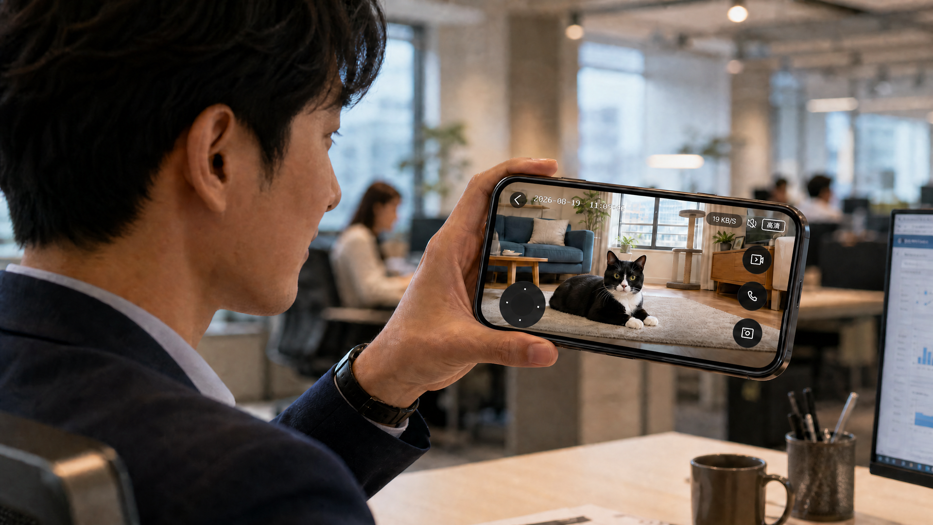 上班族用手機 App 遠端監控家中寵物——WiFi攝影機即時觀看
